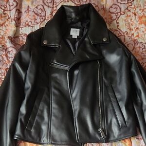 GAP Shiny Black Faux Leather Jacket